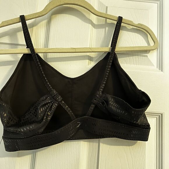 Glyder Sports Bra Black Angelic Pebble Gloss Luxe Activewear Stretch Medium New - Picture 6 of 8